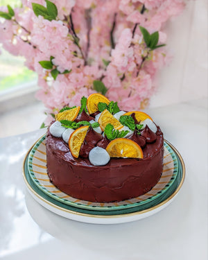 Eggless Dark Belgian Chocolate & Orange Cake